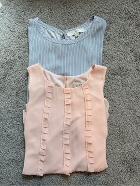 LOFT Sleeveless tops -Peach Ruffle Front and Blue/white stripe